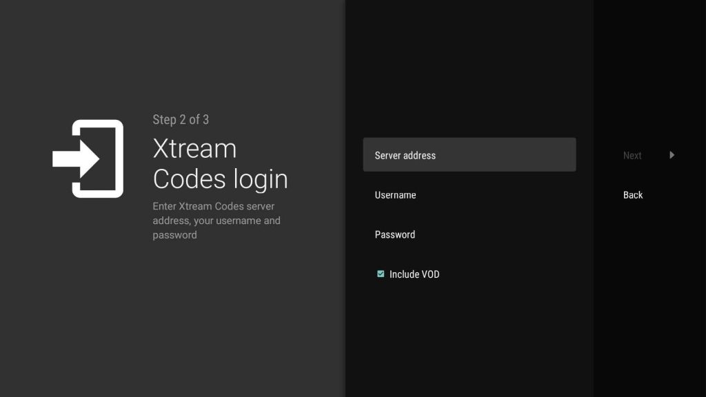 TiviMate Login Screen